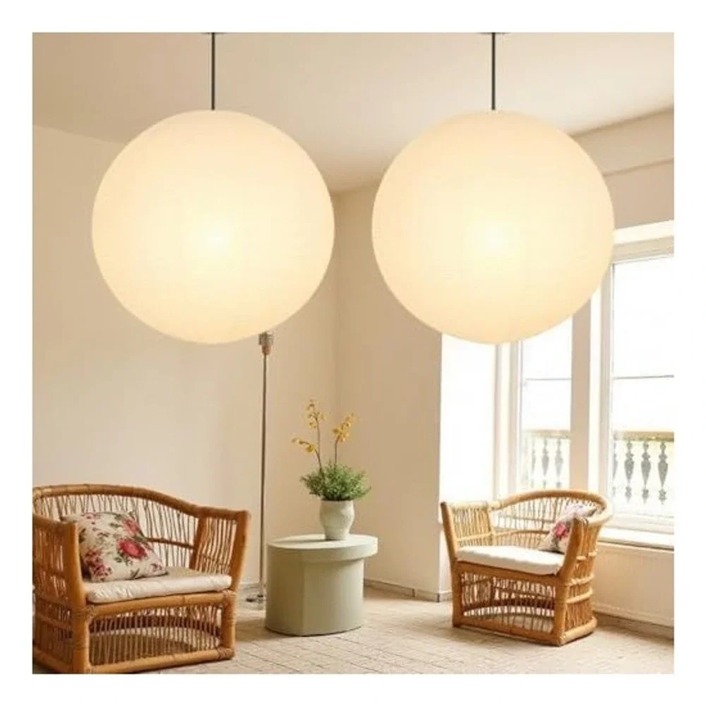 KJML 16 Inch Large Round Paper Lanterns DIY Hanging Pendant Lamp Shades White